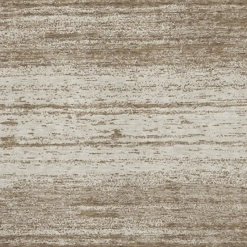 Brown And Beige Striped Washable Area Rug With UV Protection Photo 3