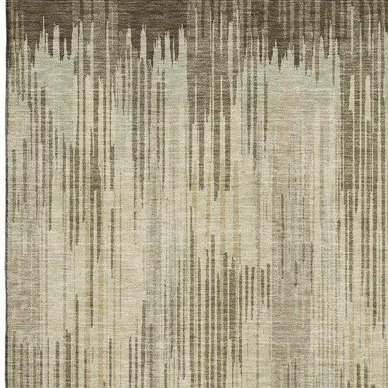 Brown And Beige Striped Washable Area Rug With UV Protection Photo 4