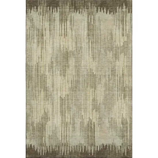 Brown And Beige Striped Washable Area Rug With UV Protection Photo 3