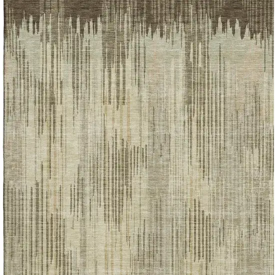 Brown And Beige Striped Washable Area Rug With UV Protection Photo 5