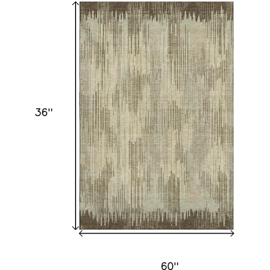Brown And Beige Striped Washable Area Rug With UV Protection Photo 3