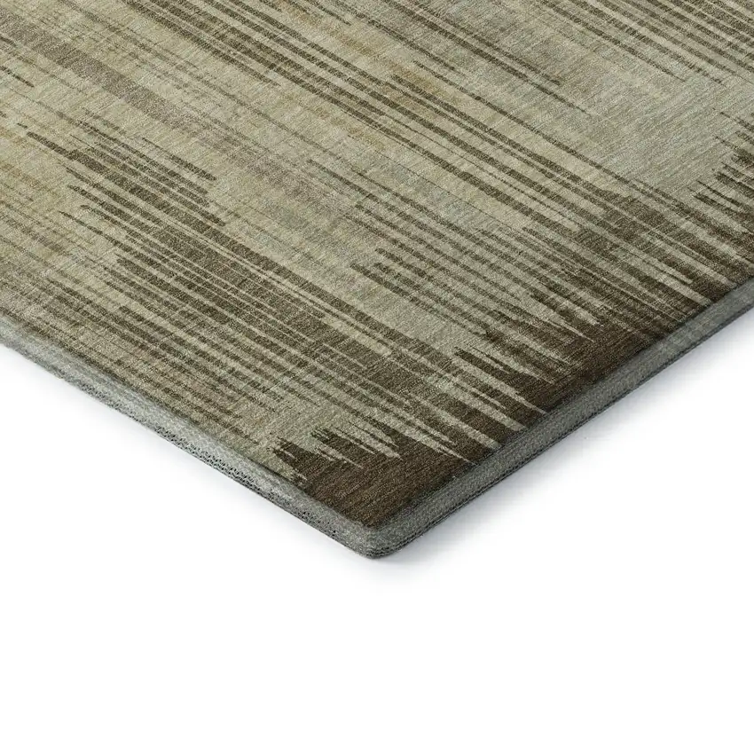 Brown And Beige Striped Washable Area Rug With UV Protection Photo 5
