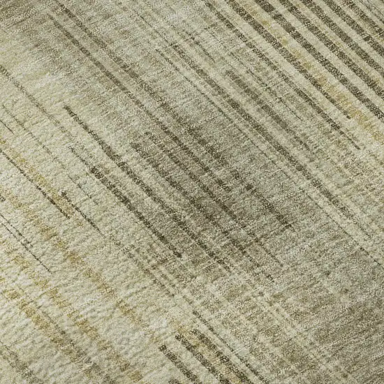Brown And Beige Striped Washable Area Rug With UV Protection Photo 7