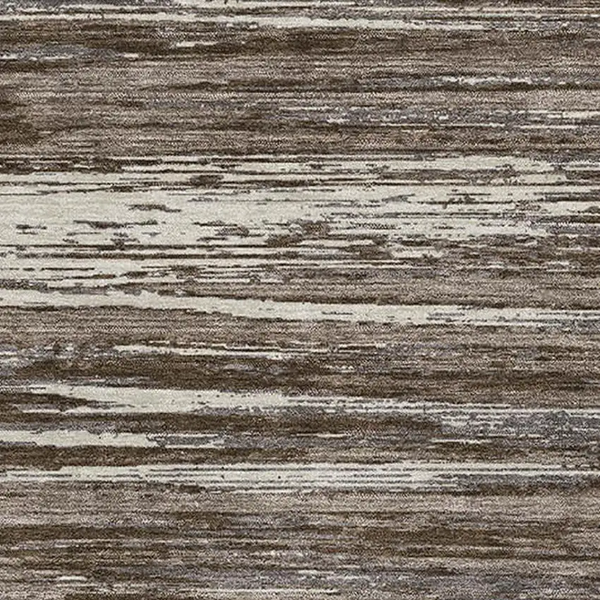 Brown And Beige Striped Washable Area Rug With UV Protection Photo 3