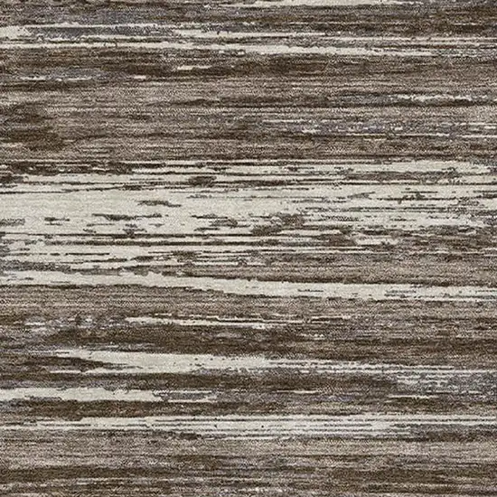 Brown And Beige Striped Washable Area Rug With UV Protection Photo 3