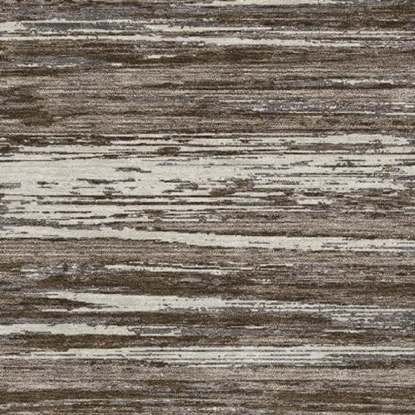 Brown And Beige Striped Washable Area Rug With UV Protection Photo 3