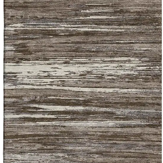 Brown And Beige Striped Washable Area Rug With UV Protection Photo 4
