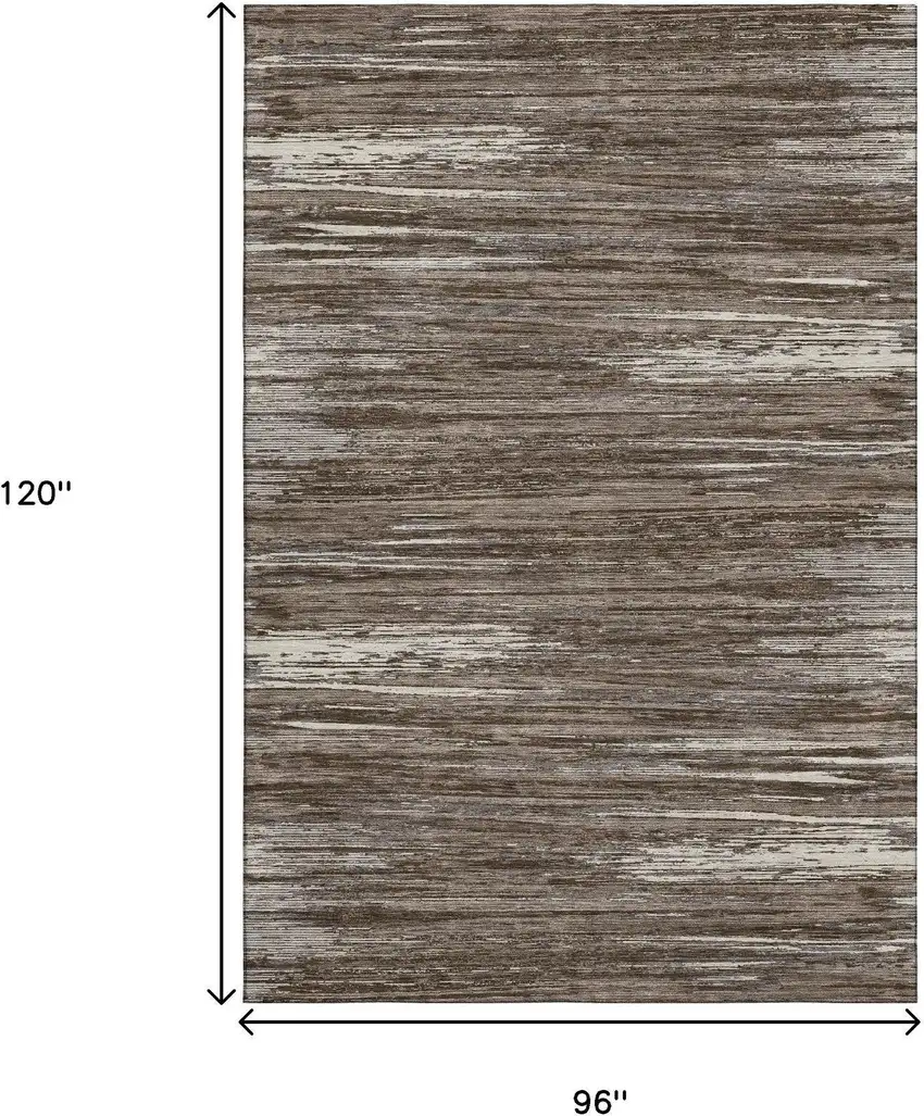 Brown And Beige Striped Washable Area Rug With UV Protection Photo 8