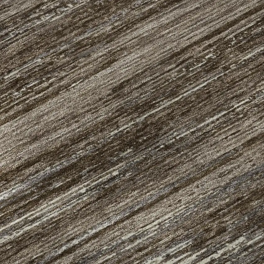 Brown And Beige Striped Washable Area Rug With UV Protection Photo 7