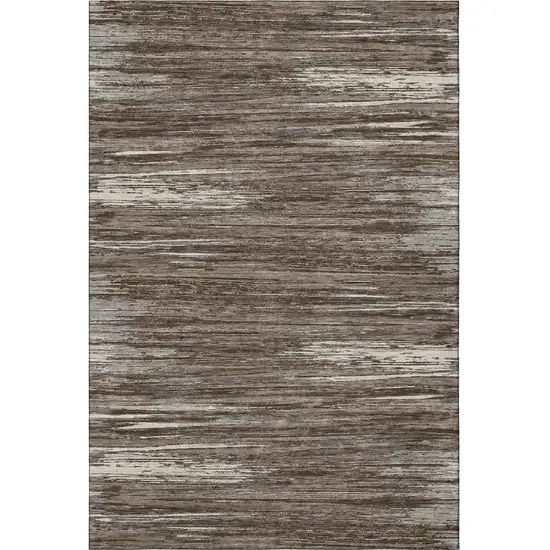 Brown And Beige Striped Washable Area Rug With UV Protection Photo 4