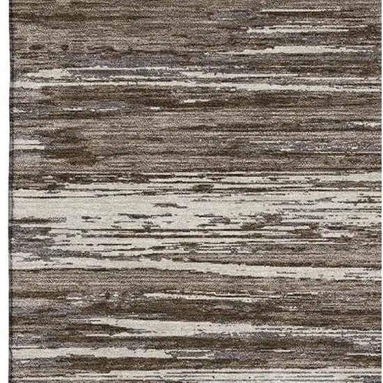 Brown And Beige Striped Washable Area Rug With UV Protection Photo 3