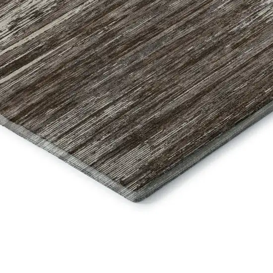 Brown And Beige Striped Washable Area Rug With UV Protection Photo 8