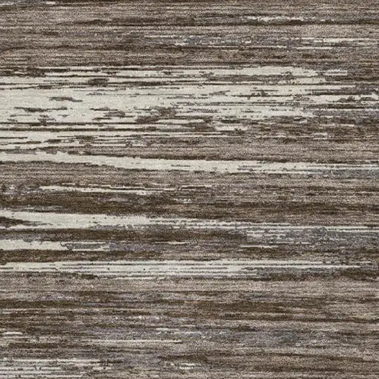 Brown And Beige Striped Washable Area Rug With UV Protection Photo 3