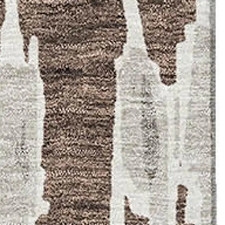 Brown And Beige Striped Washable Area Rug With UV Protection Photo 3