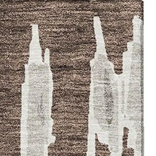 Brown And Beige Striped Washable Area Rug With UV Protection Photo 4
