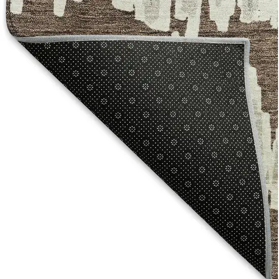 Brown And Beige Striped Washable Area Rug With UV Protection Photo 7