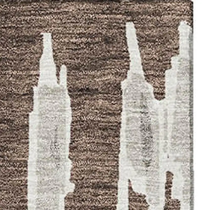 Brown And Beige Striped Washable Area Rug With UV Protection Photo 4