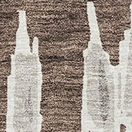 Brown And Beige Striped Washable Area Rug With UV Protection Photo 3