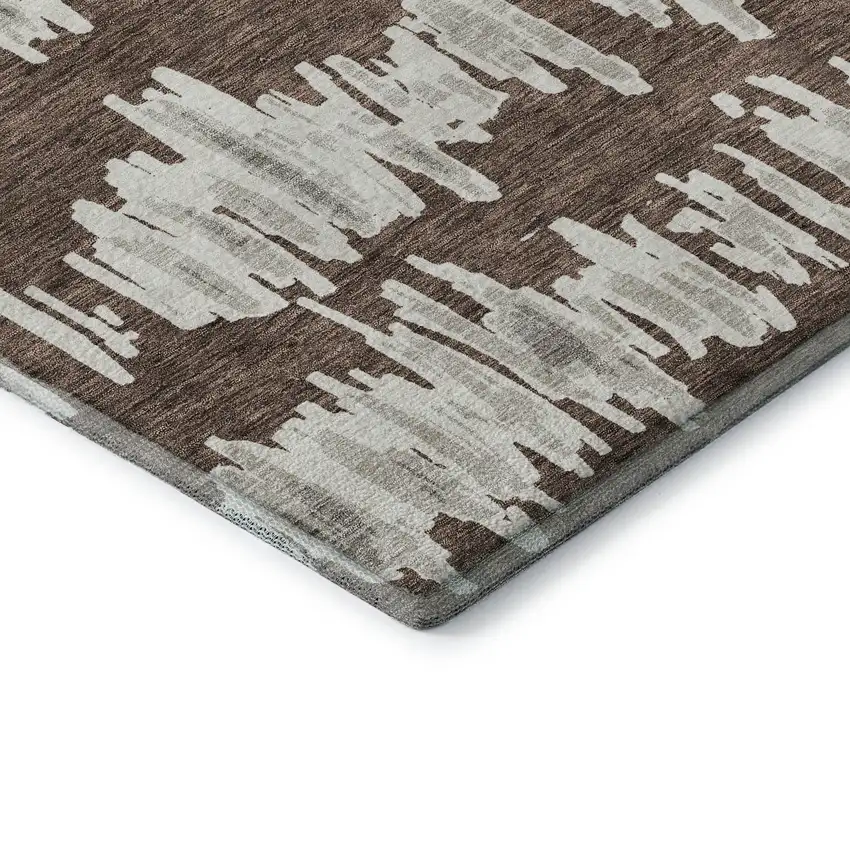 Brown And Beige Striped Washable Area Rug With UV Protection Photo 8