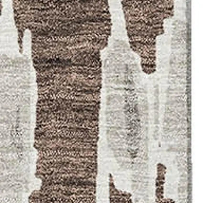 Brown And Beige Striped Washable Area Rug With UV Protection Photo 3