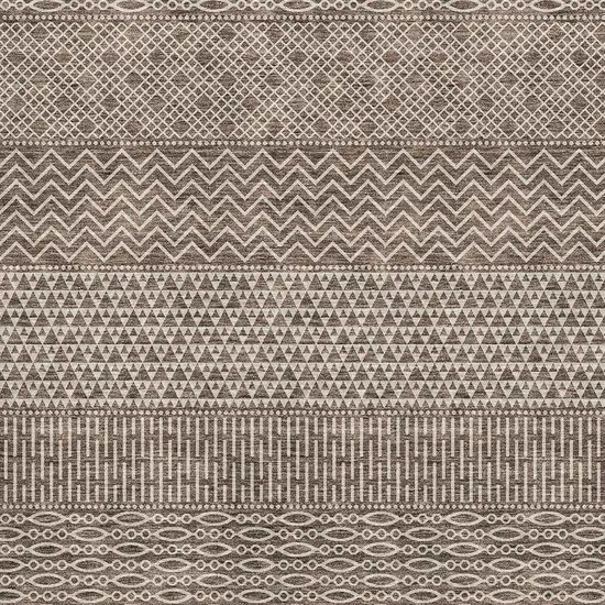 Brown And Beige Striped Washable Area Rug With UV Protection Photo 2