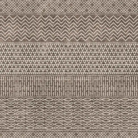 Brown And Beige Striped Washable Area Rug With UV Protection Photo 2