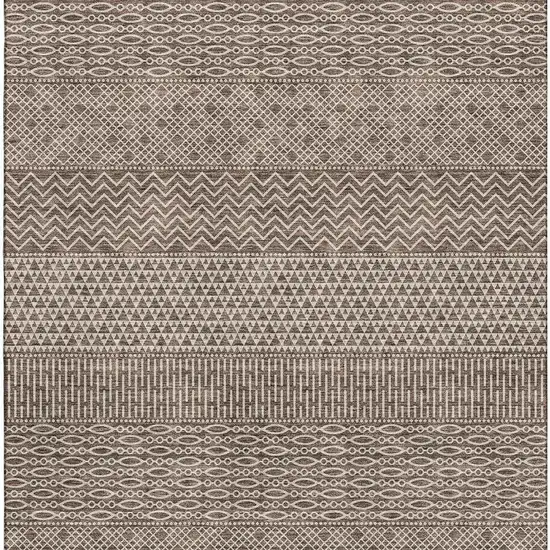 Brown And Beige Striped Washable Area Rug With UV Protection Photo 3