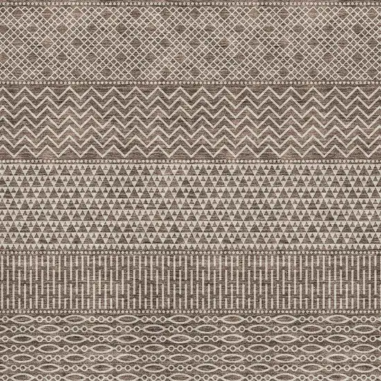 Brown And Beige Striped Washable Area Rug With UV Protection Photo 2