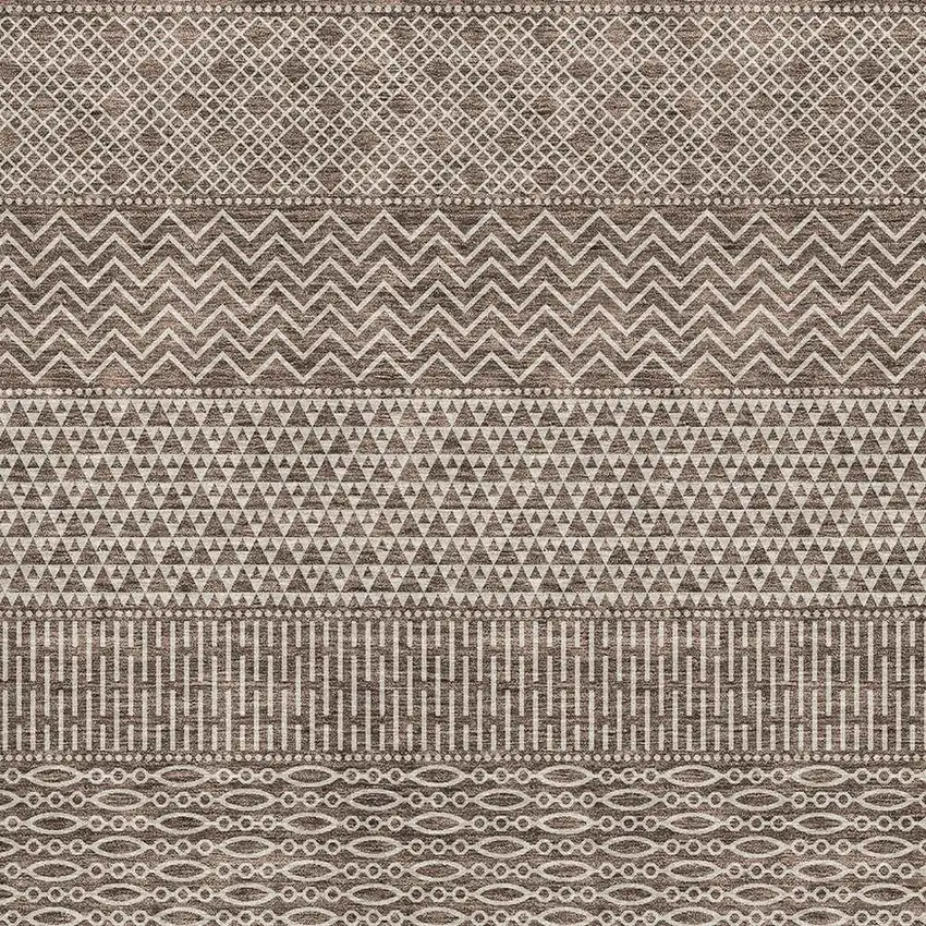 Brown And Beige Striped Washable Area Rug With UV Protection Photo 2