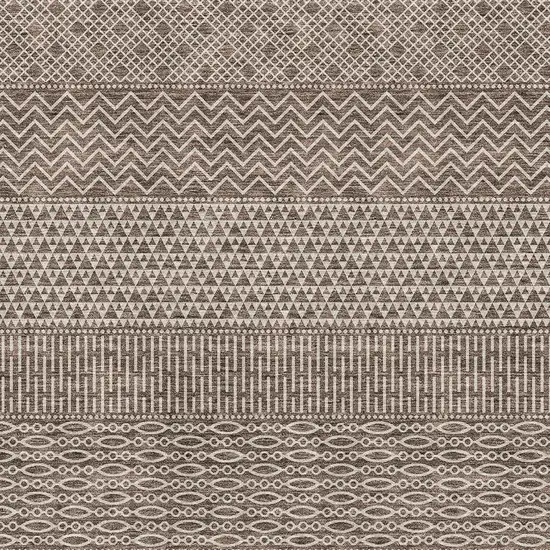 Brown And Beige Striped Washable Area Rug With UV Protection Photo 2