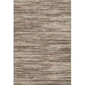 Photo of Brown And Beige Striped Washable Area Rug With UV Protection