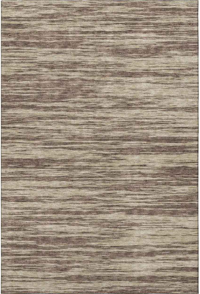Brown And Beige Striped Washable Area Rug With UV Protection Photo 2