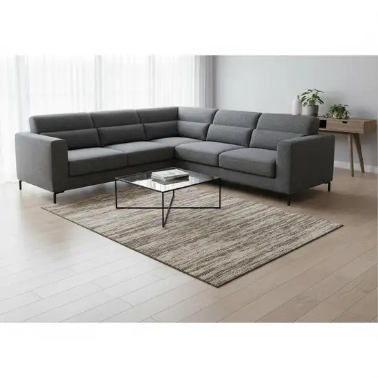 Brown And Beige Striped Washable Area Rug With UV Protection Photo 2