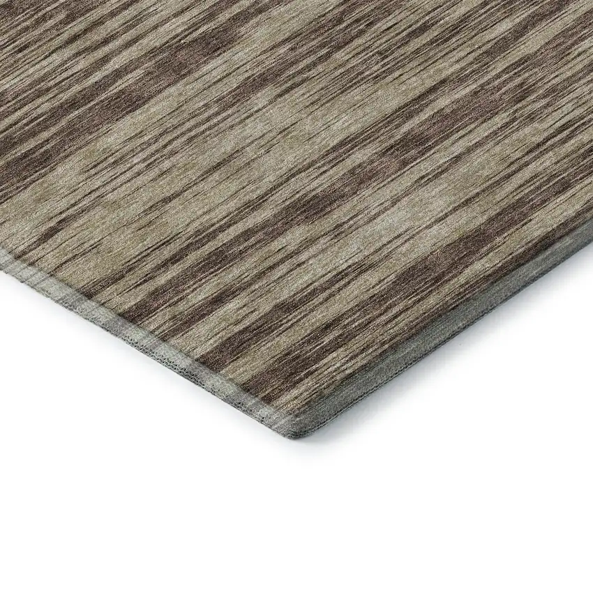 Brown And Beige Striped Washable Area Rug With UV Protection Photo 7