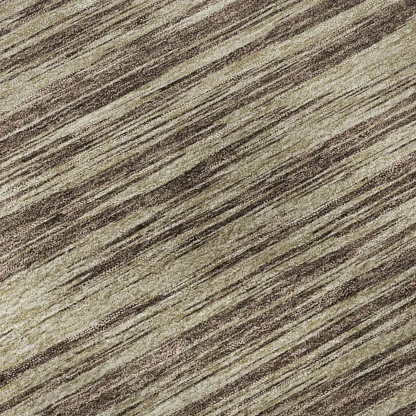 Brown And Beige Striped Washable Area Rug With UV Protection Photo 9