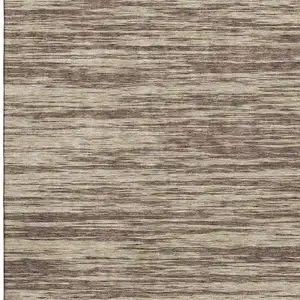 Photo of Brown And Beige Striped Washable Area Rug With UV Protection