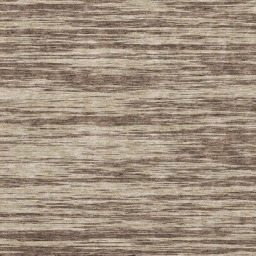 Brown And Beige Striped Washable Area Rug With UV Protection Photo 2