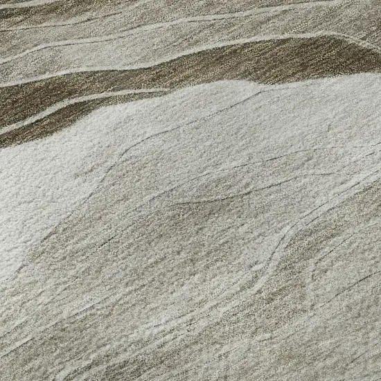 Brown And Beige Striped Washable Area Rug With UV Protection Photo 9