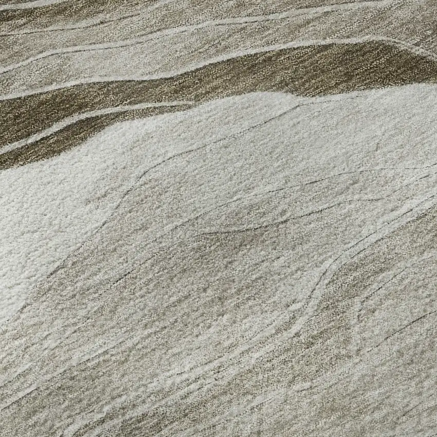 Brown And Beige Striped Washable Area Rug With UV Protection Photo 9