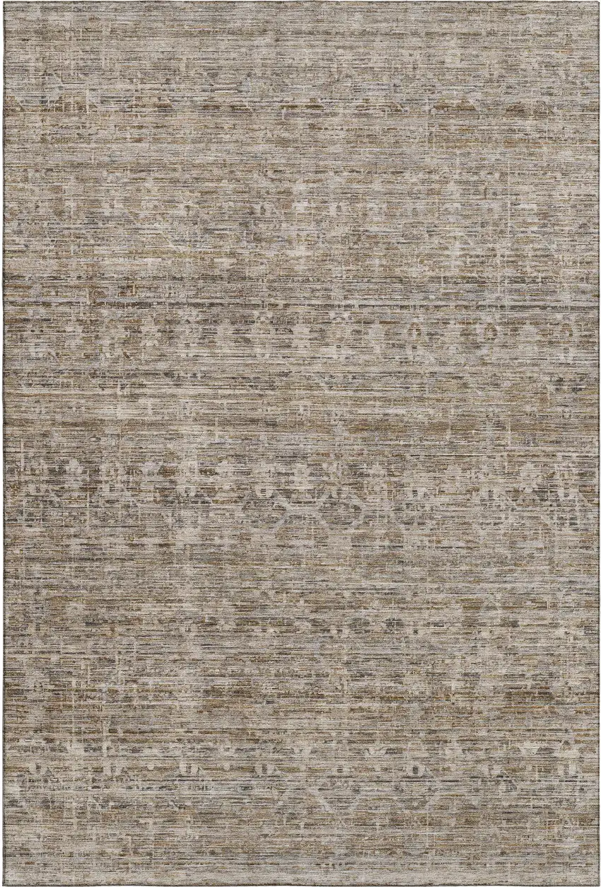 Brown And Beige Striped Washable Area Rug With UV Protection Photo 3