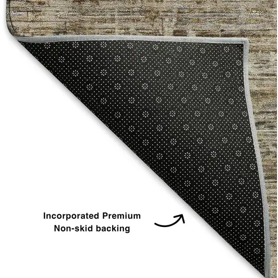 Brown And Beige Striped Washable Area Rug With UV Protection Photo 4