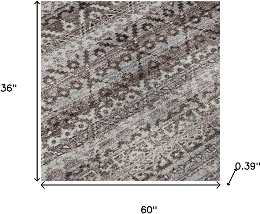 Brown And Beige Striped Washable Area Rug With UV Protection Photo 9