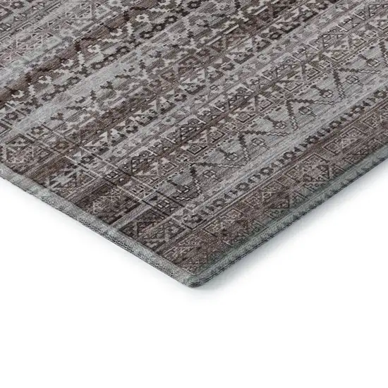 Brown And Beige Striped Washable Area Rug With UV Protection Photo 8