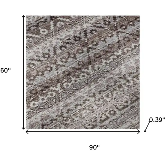 Brown And Beige Striped Washable Area Rug With UV Protection Photo 9