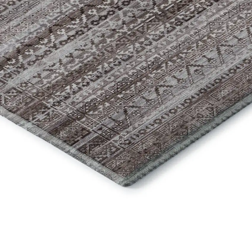 Brown And Beige Striped Washable Area Rug With UV Protection Photo 8