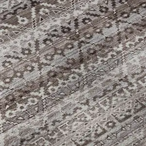 Photo of Brown And Beige Striped Washable Area Rug With UV Protection