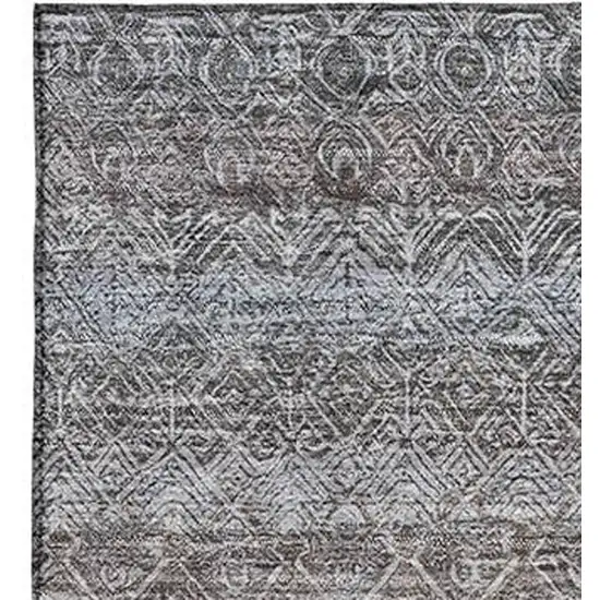 Brown And Beige Striped Washable Area Rug With UV Protection Photo 3