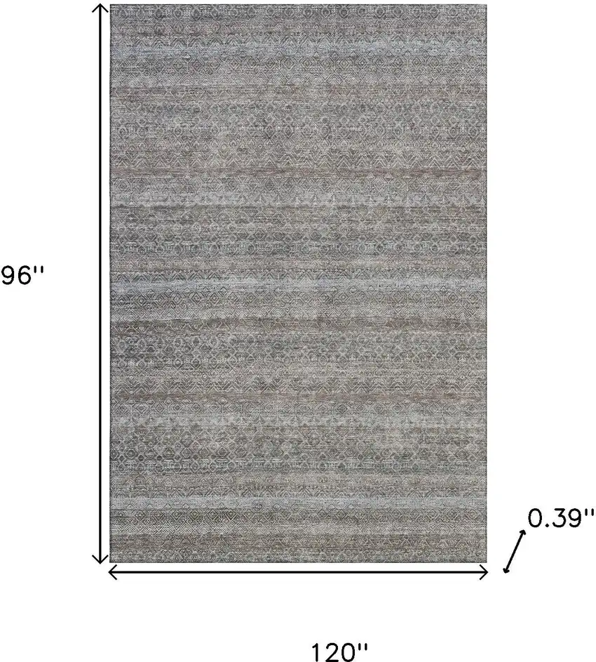 Brown And Beige Striped Washable Area Rug With UV Protection Photo 9