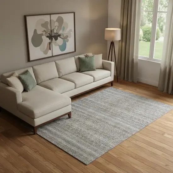 Brown And Beige Striped Washable Area Rug With UV Protection Photo 2