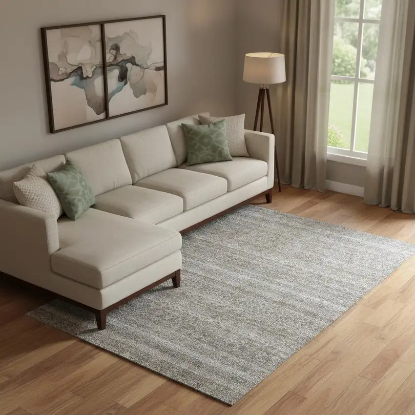 Brown And Beige Striped Washable Area Rug With UV Protection Photo 2